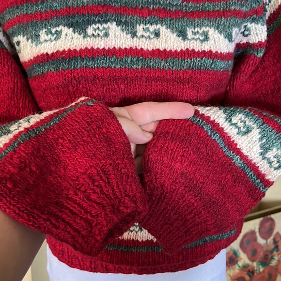 Vintage HandKnit ONE OF A KIND Size Medium 100% Wool Crewneck SKI Nordic Bolivia - Picture 11 of 12